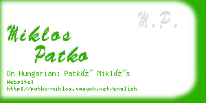 miklos patko business card